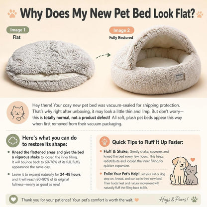 Cozy Zipper Convertible Cat Bed Cave, 2 in 1 Round Plush Donut Dog Bed with Removable Hood, Warm Fuzzy Enclosed Pet Nest Bed for Small Dogs Kittens, Machine Washable (Pink, 19.7 in Small Size)