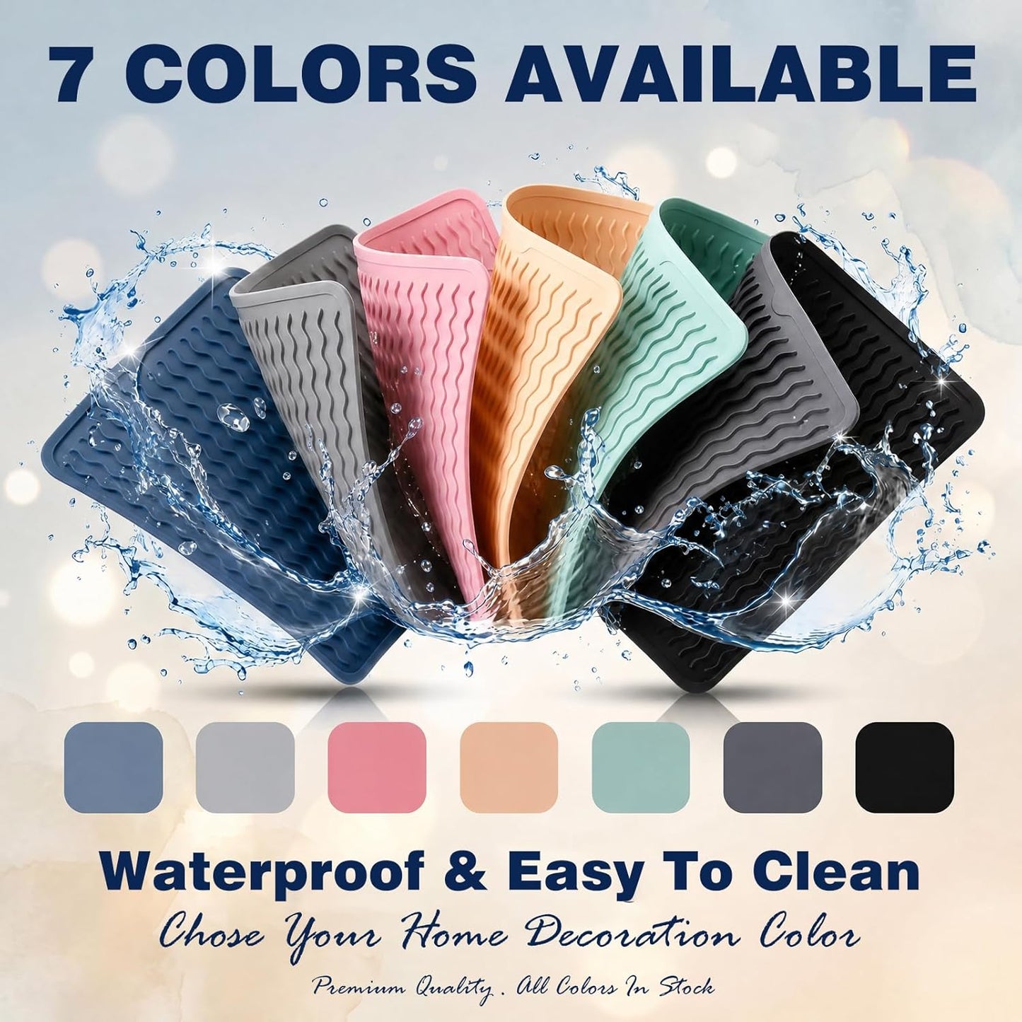 2 Pack Caketime Silicone Dish Drying Mat for Kitchen Counter Cooking Baking Liners Drawer Storage Refrigerator Espresso Machine Station Utensil Holder Washer Trivets Oven Grill Gifts 12"x12" Pink