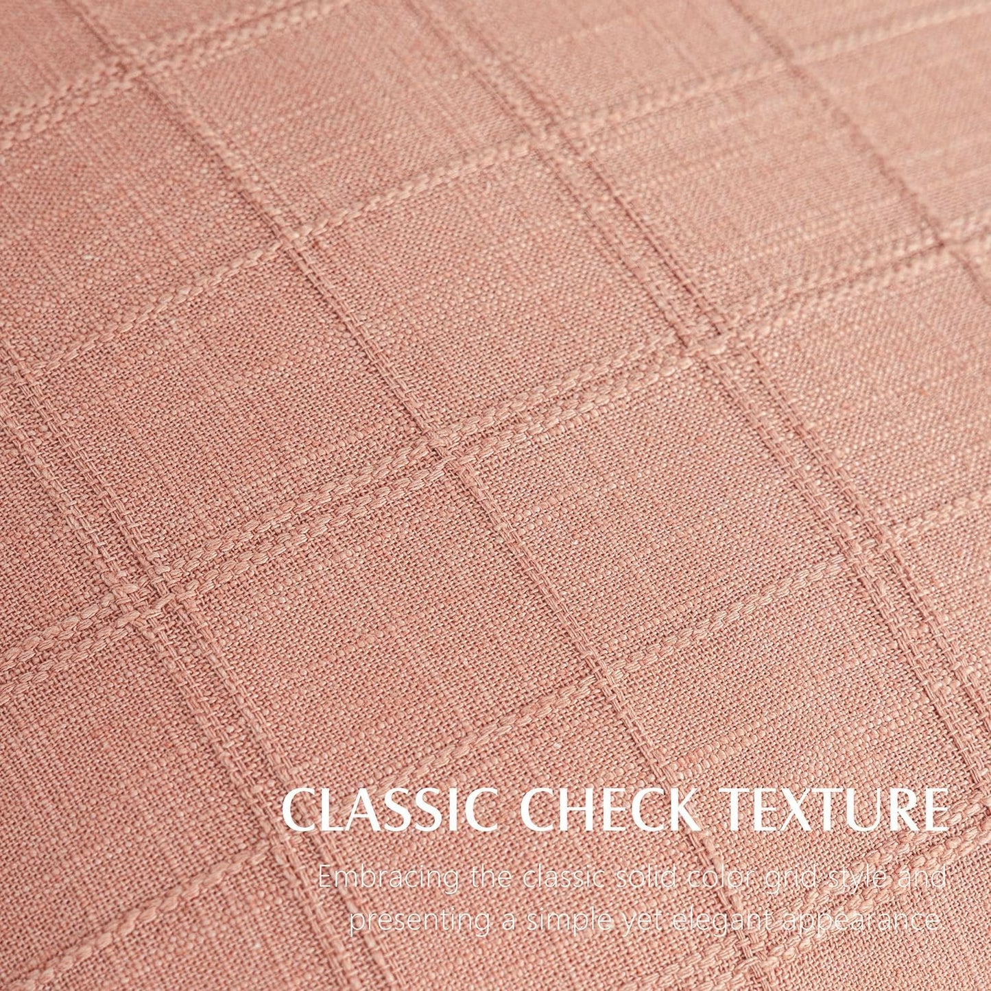 Foindtower Set of 1 Decorative Linen Check Throw Pillow Cover Neutral Farmhouse Lumbar Cushion Cover Modern Boho Accent Home Decor for Sofa Chair Couch Bedroom Living Room,12×20 Inch,Coral Pink