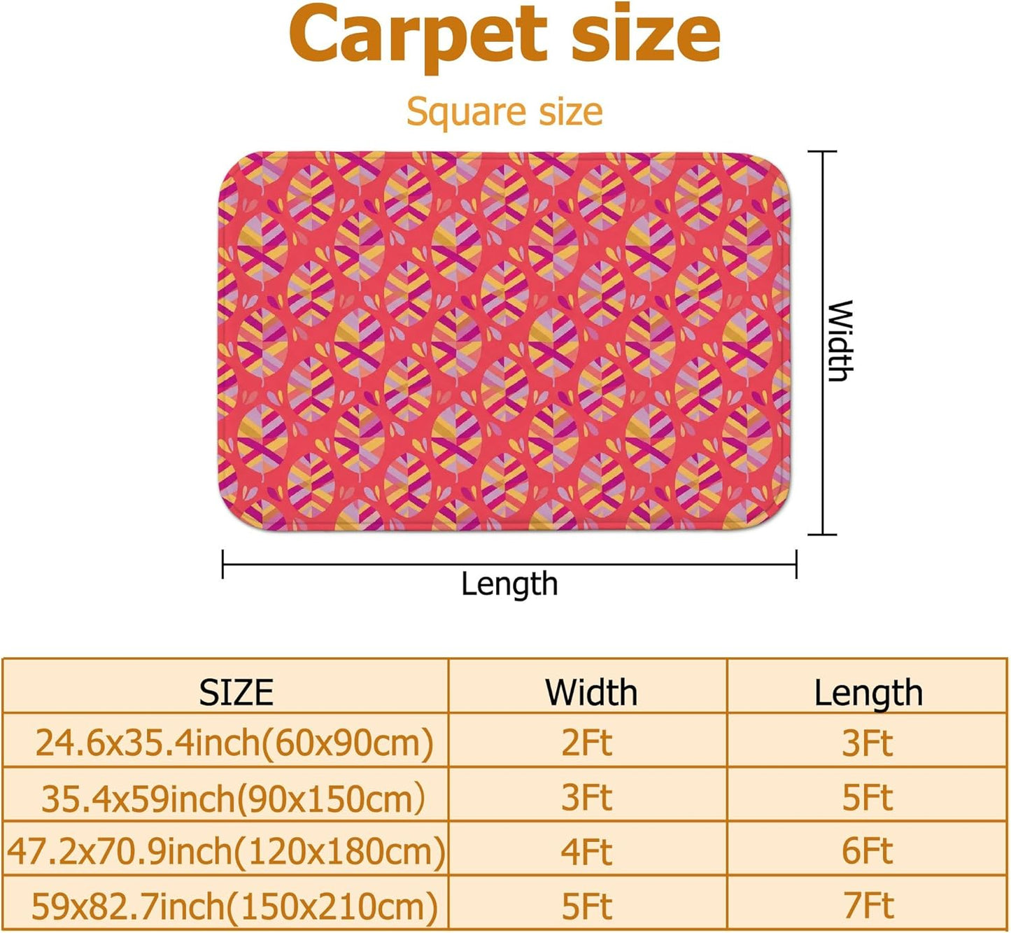 Flower Area Rug, Modern Vibrant Stripes Geometric Spring Peach Low Pile Sponge Soft Rectangle Carpet Stain Resistant Rugs for Living Room Bedroom New Home Dining Decor 5' X 7'