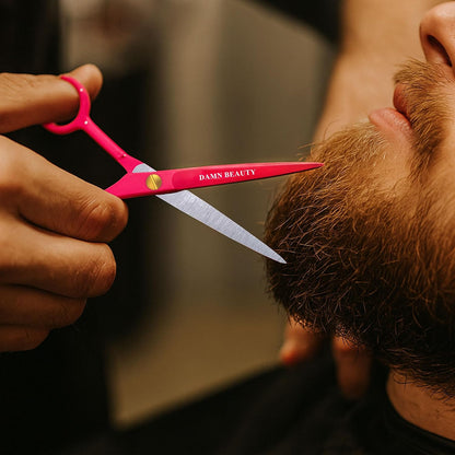 5.5"Professional Hair and Beard Scissor For Men & Women German Shears Use for Facial Hair, Trimming, Grooming, Cutting, and Styling of Beard (Pink)