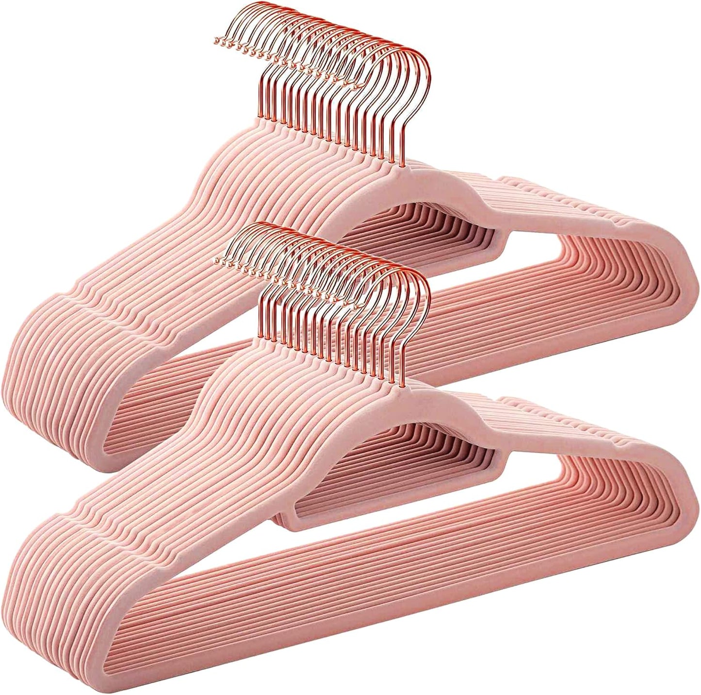 Pink Velvet Hangers 30 Pack -Adult Hangers Rose Gold Hook, Space Saving Non-Slip Clothes Hangers, 16.5 Inch with Tie Bar for Coats,Sweater,Jackets,Dresses, Shirts, Suits & T-Shirts