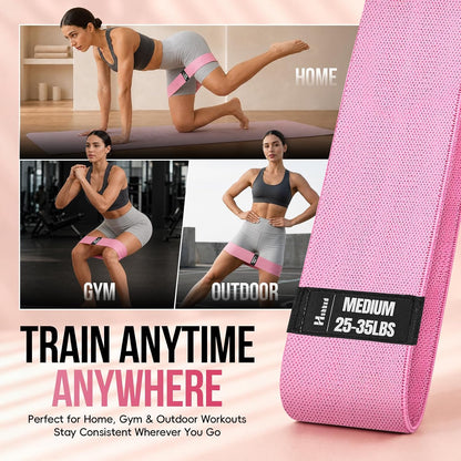 Fabric Resistance Bands for Working Out with Exercise Guide, 3 Levels Hip & Glute Bands Set for Legs, Squats, Yoga, Fitness & Physical Therapy for Women and Men