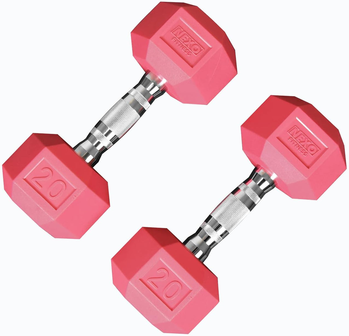 NEXO Pink Rubber Hex Dumbbells Commercial Grade Rubber Hex Dumb Bell Weight