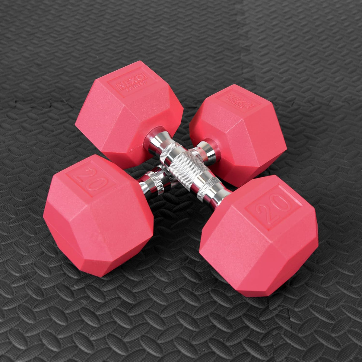 NEXO Pink Rubber Hex Dumbbells Commercial Grade Rubber Hex Dumb Bell Weight