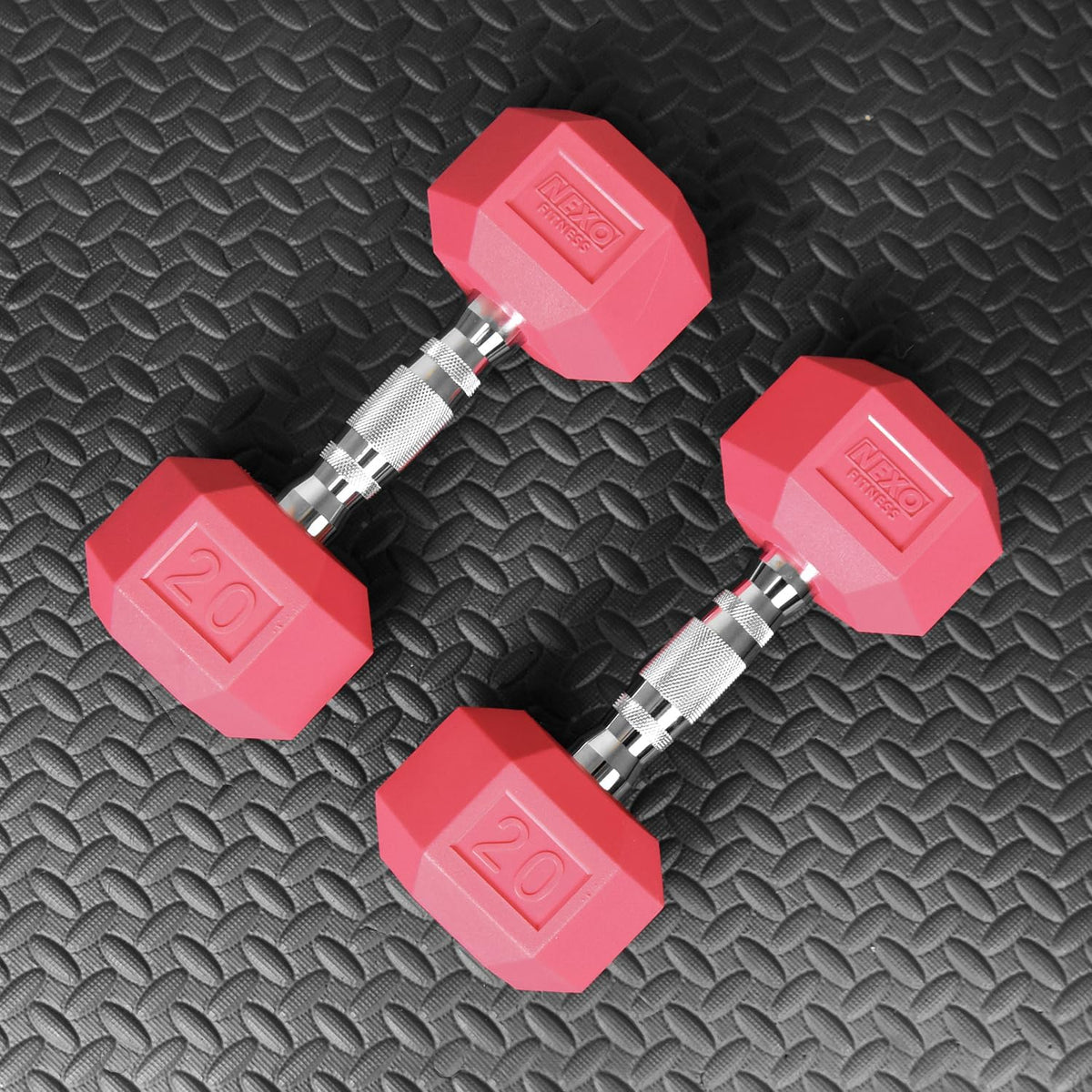 NEXO Pink Rubber Hex Dumbbells Commercial Grade Rubber Hex Dumb Bell Weight