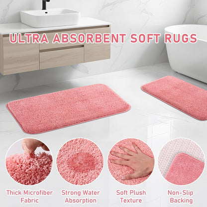 Bathroom Accessory Set - Bathroom Set, 27PC Bathroom Accessories Set, Pink Bathroom Sets with Shower Curtain and Rugs, Mini Trash Can, Toilet Brush, Trash Can & Soap Dispenser