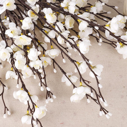 HERCHR Artificial Flowers, 7pcs Cherry Blossom Branches Spring Indoor Decoration 21.7in Long Stem Plum Fake Peach Plants for Wedding Home Hotel Bedroom Party Office Table Centerpieces Decor (White)