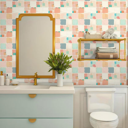 FLFK Pastel Abstract Peel and Stick Wallpaper Mint Colored Modern Contact Paper Self Adhesive Removable Wallpaper for Bathroom Shelf Cabinet Drawers Countertops 16 x 64inches