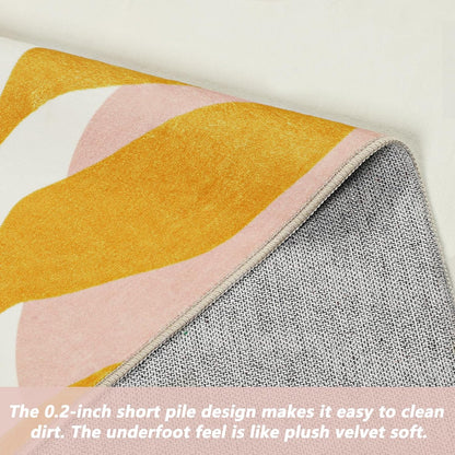 Capslpad Area Rugs 5x7, Washable Nursery Rug, Low Pile Soft Non-Shedding Playroom Carpet, Botanical Print Pink Rugs for Bedroom, Classroom, Living Room
