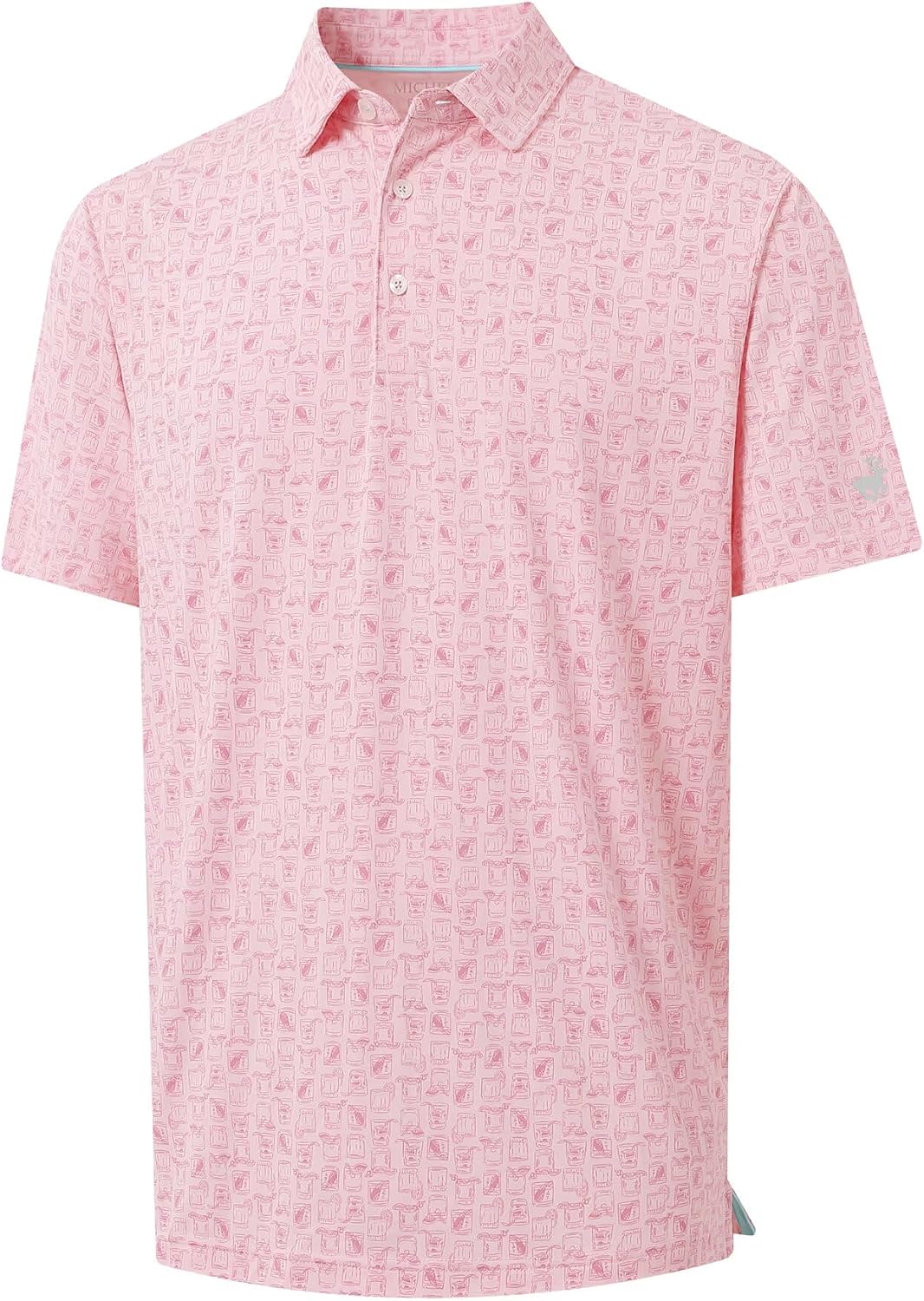Mens Golf Shirts Short Sleeve Moisture Wicking Dry Fit Print Performance Athletic Casual Golf Polo Shirts for Men