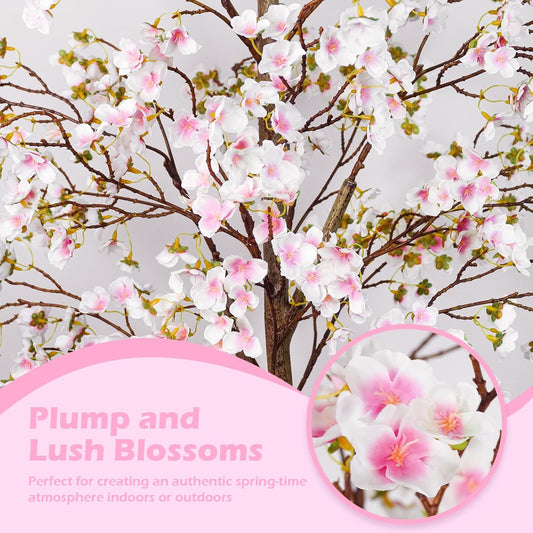 Caxchiling Cherry Blossom Tree 6FT, Artificial Pink Tree Indoor with White Planter, Faux Potted Silk Plant for Home, Office, Wedding, Garden, Party, Hotel Decoration