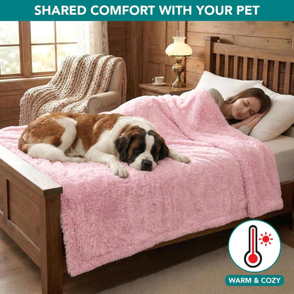 PetAmi Fluffy Waterproof Dog Blanket for Couch and Bed, Reversible Sherpa Pet Throw, Pee Proof Furniture Protector Sofa Cover, Washable Cat Blanket for Medium Large Dogs and Cats (Pink Blush, 60x80)