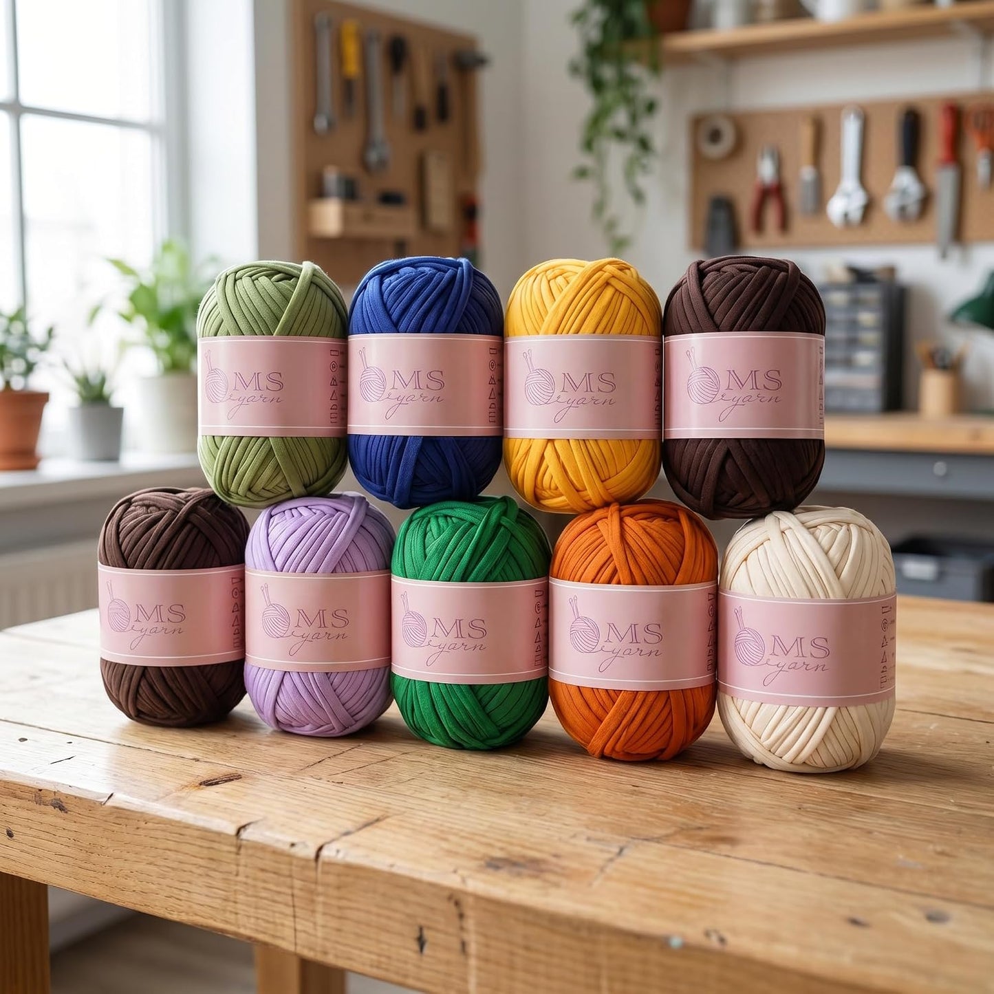 3x100g/30yds Tshirt Yarn for Crochet Basket/Bag, High Elastic T Shirt Crochet Yarn with Hook (Dusty Pink)