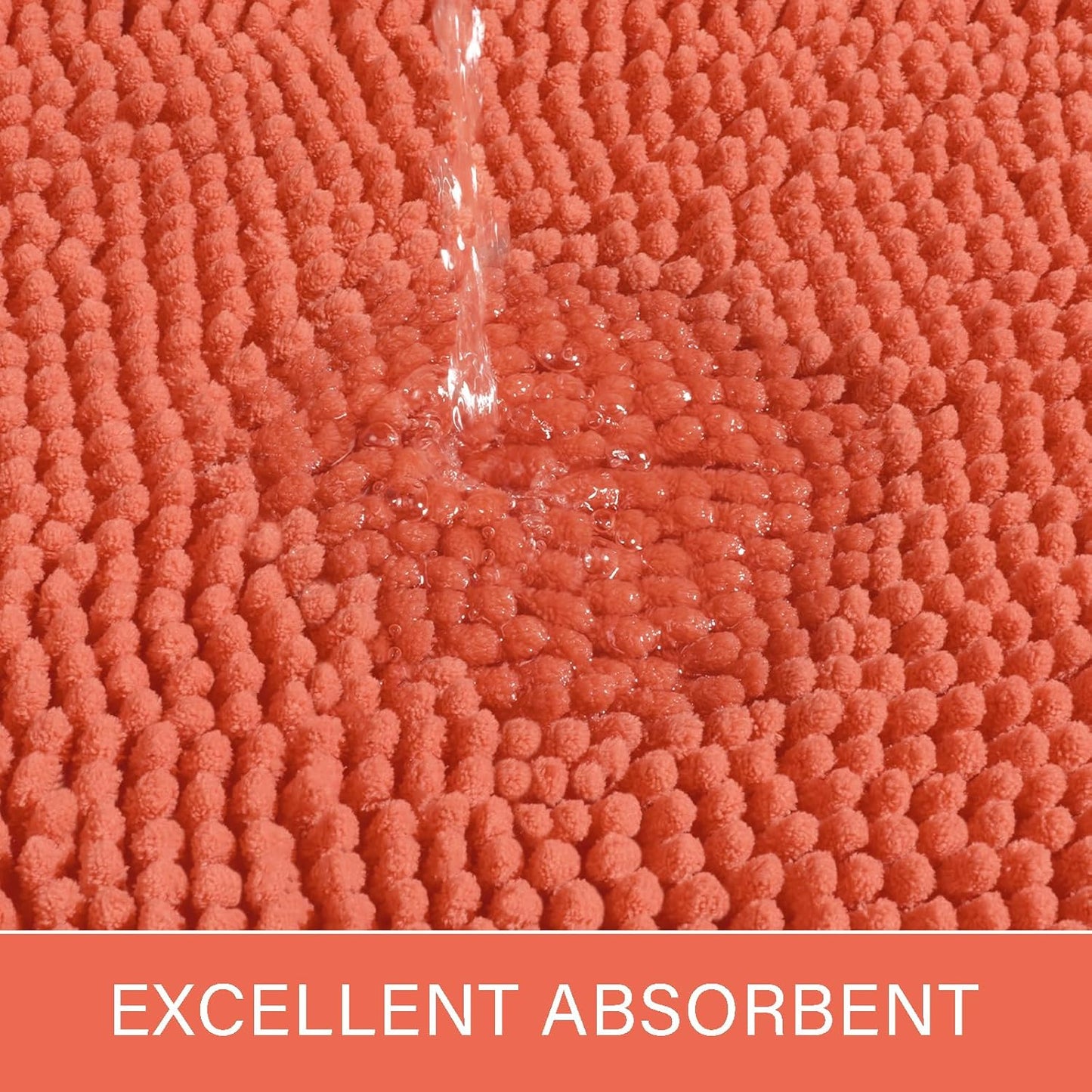LOCHAS Luxury Bathroom Rug Shaggy Bath Mat 24 x 60 Inch, Washable Non Slip Bath Rugs for Bathroom Shower, Soft Plush Chenille Absorbent Carpets Mats, Peach