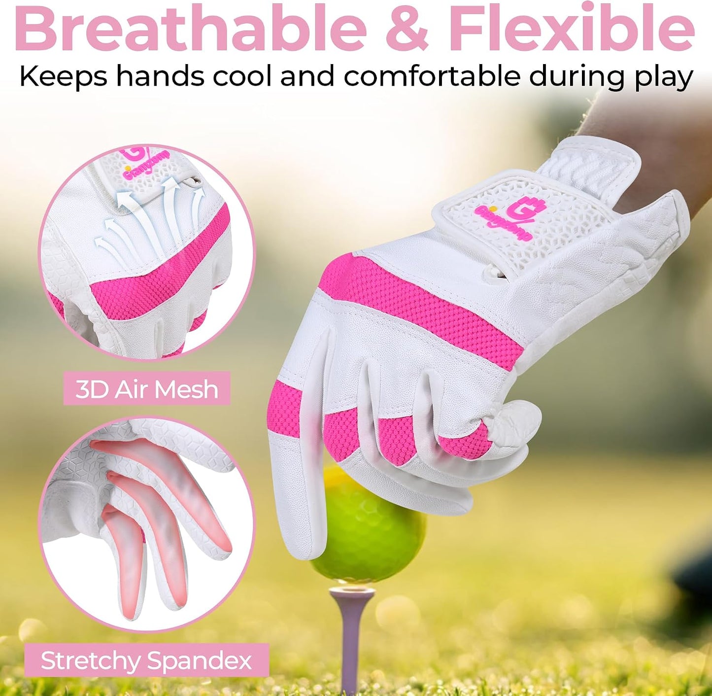 Womens Golf Glove for Left or Right Hand 1 Pack, Breathable Lightweight Ladies Golf Glove with Non-Slip Grip for Women Golfers