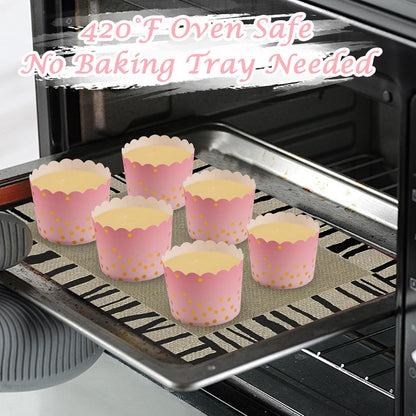 Pink Cupcake Liners for Baking, Standard Size Muffin Paper Liners with Gold Polka Dots, 50Pack Baking Cups for Baby Shower, Birthday Party, Valentines Day, Mother's Day Cupcake Liners