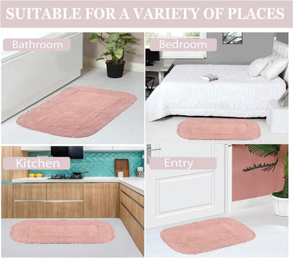 Home Weavers Radiant Collection 100% Cotton Bathroom Rugs Set, Bathroom Décor, Washable Rug, Extra Soft and Absorbent Bath Rug, Kitchen Mat, Bath Mat Set, Bath Floor Mat Non Slip, 22" Round, Pink