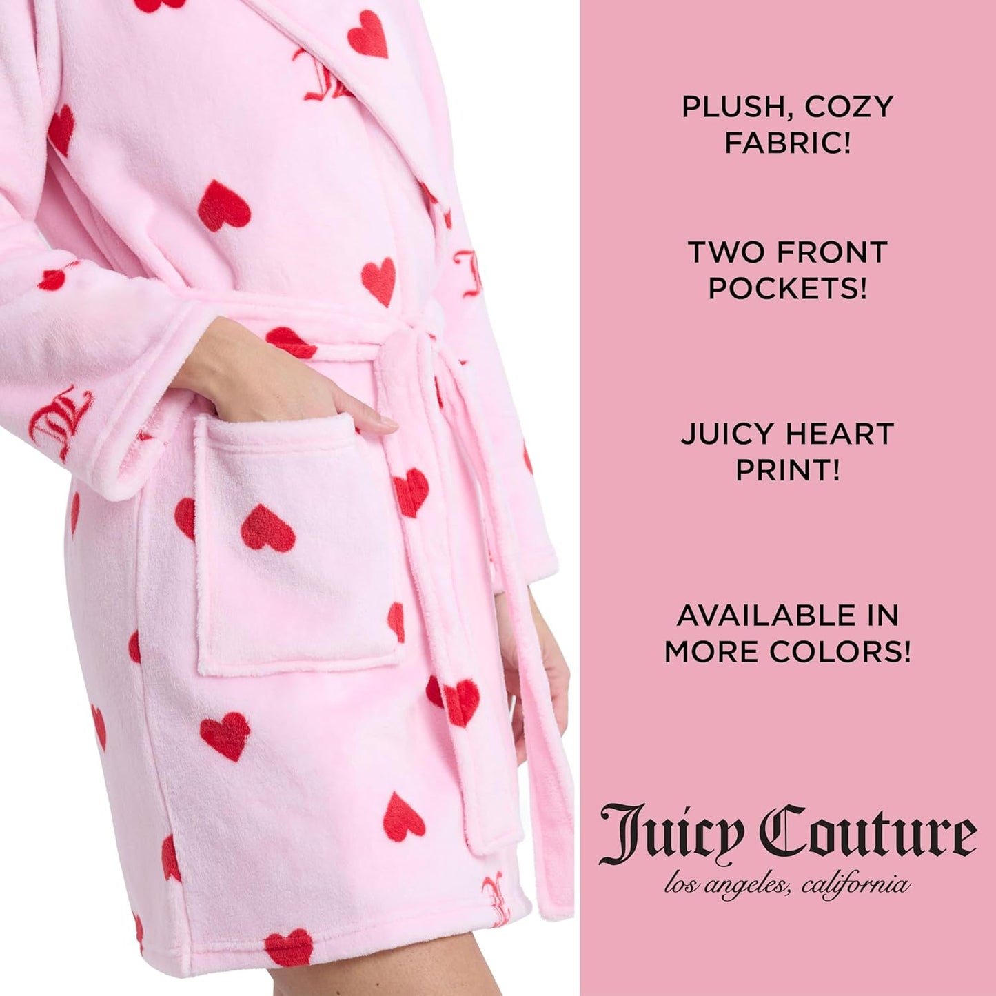 Juicy Couture Women's Super Soft Luxe Plush Shawl Collar Robe