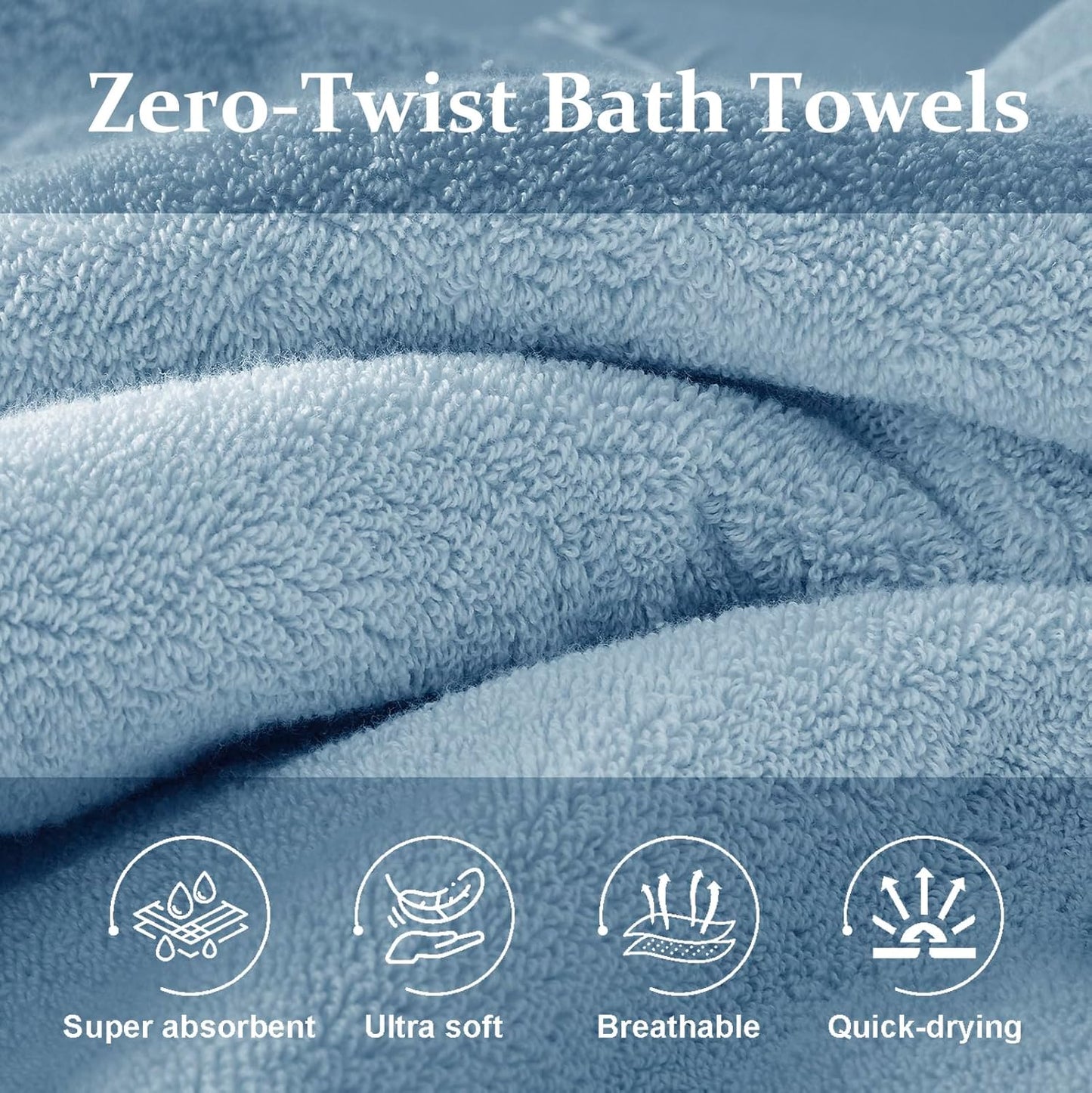 COZYART 4 Piece Luxury Bath Towels, 100% Turkish Cotton 650 GSM, 27x54, Soft Absorbent Quick Dry for Bathroom Hotel Spa, Pink+Light Blue