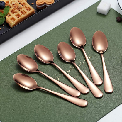 Kyraton Rose Gold Coffee & Tea Spoons, 5.5" Titanium Plated, Pack of 6