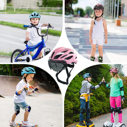 AIDY-PRO Kids Bike Helmet Boys Bike Helmet with Goggles, Adjustable Youth Bikes Helmets, Bicycle Cycling Roller Skating Skateboard Helmet for Boys Girls