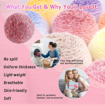 Weabetfu Gradient Cake Yarn for Crocheting & Knitting-Ombre Yarn Cake of 200g/7.05oz.-80% Acrylic,20% Nylon|Light Weight&Soft Crochet Yarns for Scarves,Blankets & Garments-03