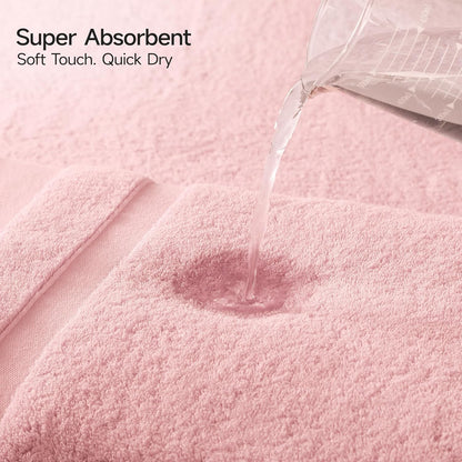 REDKISS 100% Cotton Bath Towels Set of 2, Extra Large Bath Sheets 35 X 70 Inches, Super Soft, Highly Absorbent & Quick Dry Shower Towels for Bathroom, Gym, Spa, Pool & Hotel, Pink