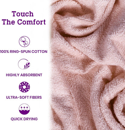 Casa Lino 100% Cotton Bath Towels Set of 4 (1 Bath Towel, 1 Hand Towel & 2 Wash Cloths) - Bathroom Towels and Washcloths Set - Complete Bathroom Set - Guest Room Essentials - (Blush Pink)