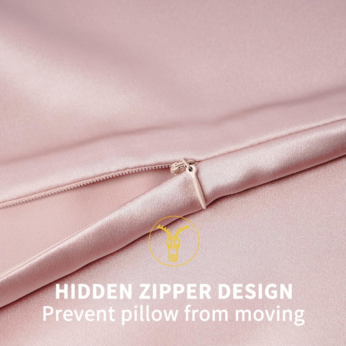 ZIMASILK 100% Pure Mulberry Silk Pillowcase for Hair and Skin Health,Soft and Smooth,Both Sides Premium Grade 6A Silk,600 Thread Count,with Hidden Zipper,1pc(Standard 20''x26'',Pale Pink)
