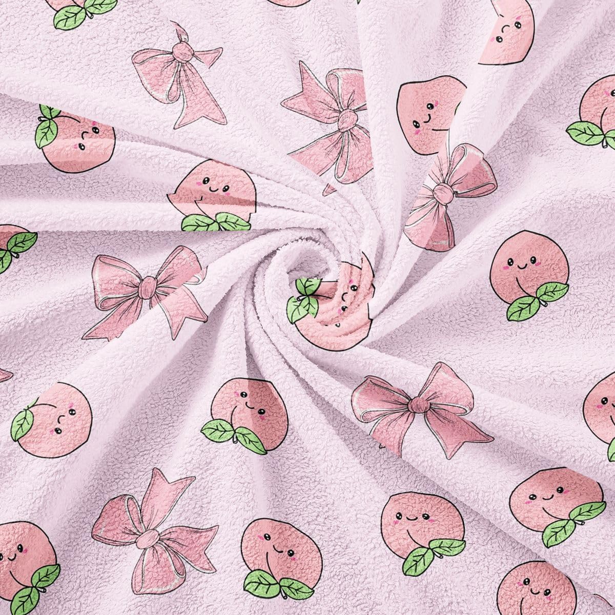 Erosebridal Bowknot Couch Blanket 71" x 118" Peach Non Slip Soft Sofa Cover Cute Cartoon Peaches Kawaii Pink Bow Cat Proof Sofa Slipcovers Fruit Princess Ribbon Bowtie Washable Sofa Protector