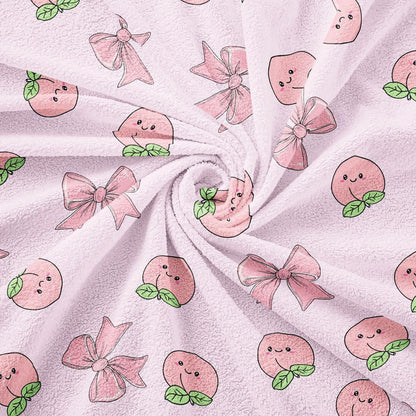 Erosebridal Bowknot Couch Blanket 71" x 118" Peach Non Slip Soft Sofa Cover Cute Cartoon Peaches Kawaii Pink Bow Cat Proof Sofa Slipcovers Fruit Princess Ribbon Bowtie Washable Sofa Protector
