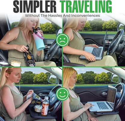 lebogner Steering Wheel Tray, Car Tray for Eating, Hook On Steering Wheel Desk for Food, Laptop and Car Accessories, Car Road Trip Must Haves Gadgets Car Table (Light Pink)
