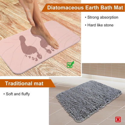 2 Pack Diatomaceous Earth Shower Mat, Stone Bath Mat, Nonslip Super Absorbent Fast-Drying Hard Bath Mat for Bathroom Shower Floor, 23.62 x 15.35 inch, Pink