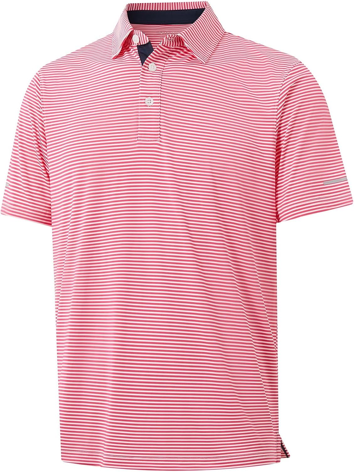 Men's Golf Polo Shirts - Moisture Wicking High Performance Short Sleeve Striped Collared Sports Casual Shirt
