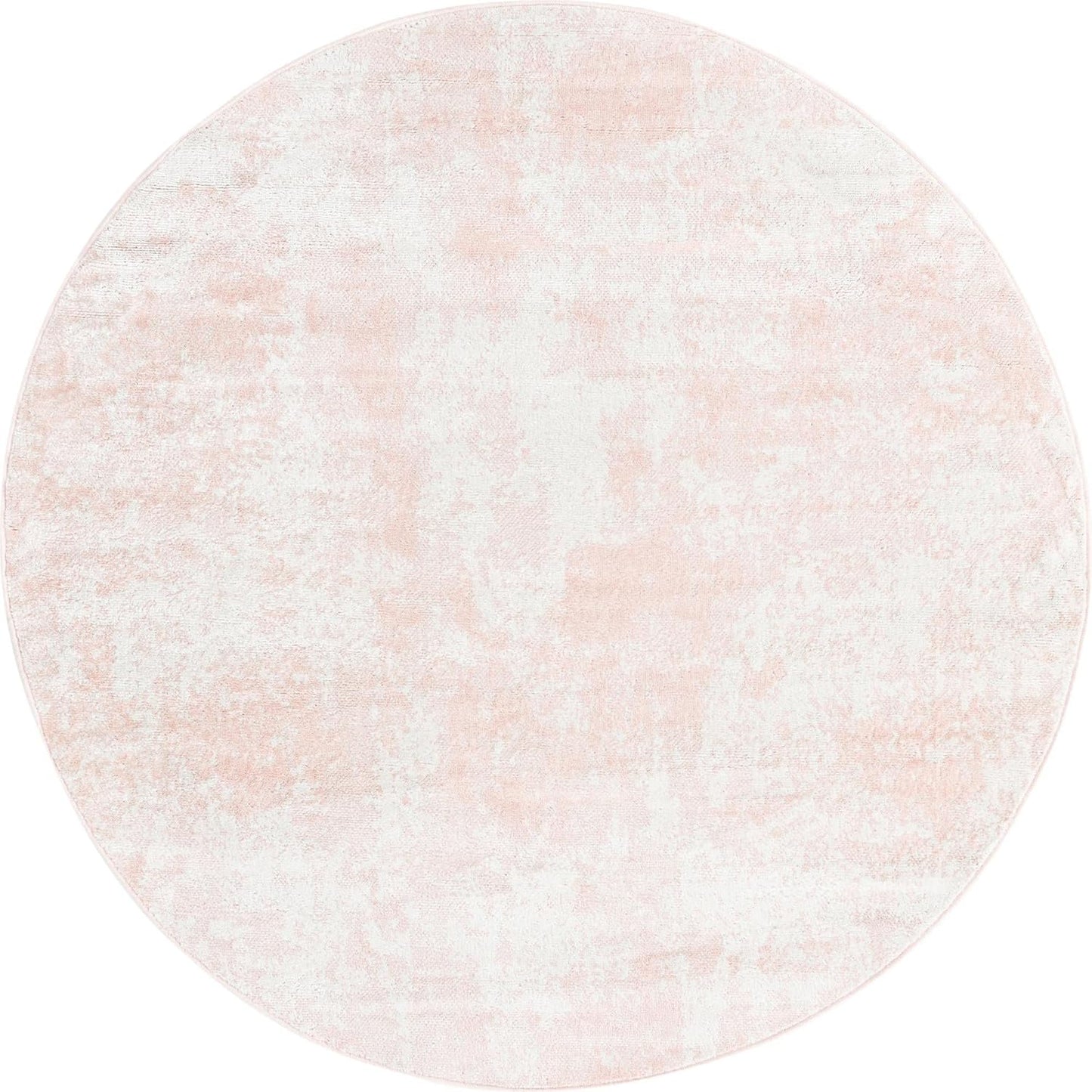 Unique Loom Eos Collection Area Rug - Borealis (5' 3" Round, Carnation Pink/ Ivory)