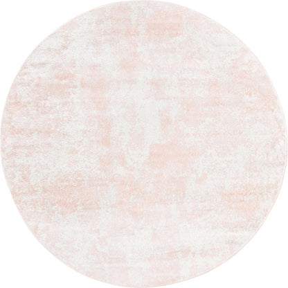 Unique Loom Eos Collection Area Rug - Borealis (5' 3" Round, Carnation Pink/ Ivory)