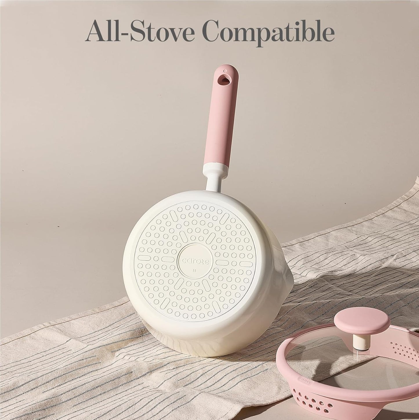 CAROTE 2.5QT & 3.0QT Sauce Pan Sets with Lid & Ladle Ceramic Nonstick Pot Set Non Toxic Saucepan with Stay-cool Handle Small Kitchen Cooking Pots, Easy to Clean, Induction Comptable, PFOA FREE