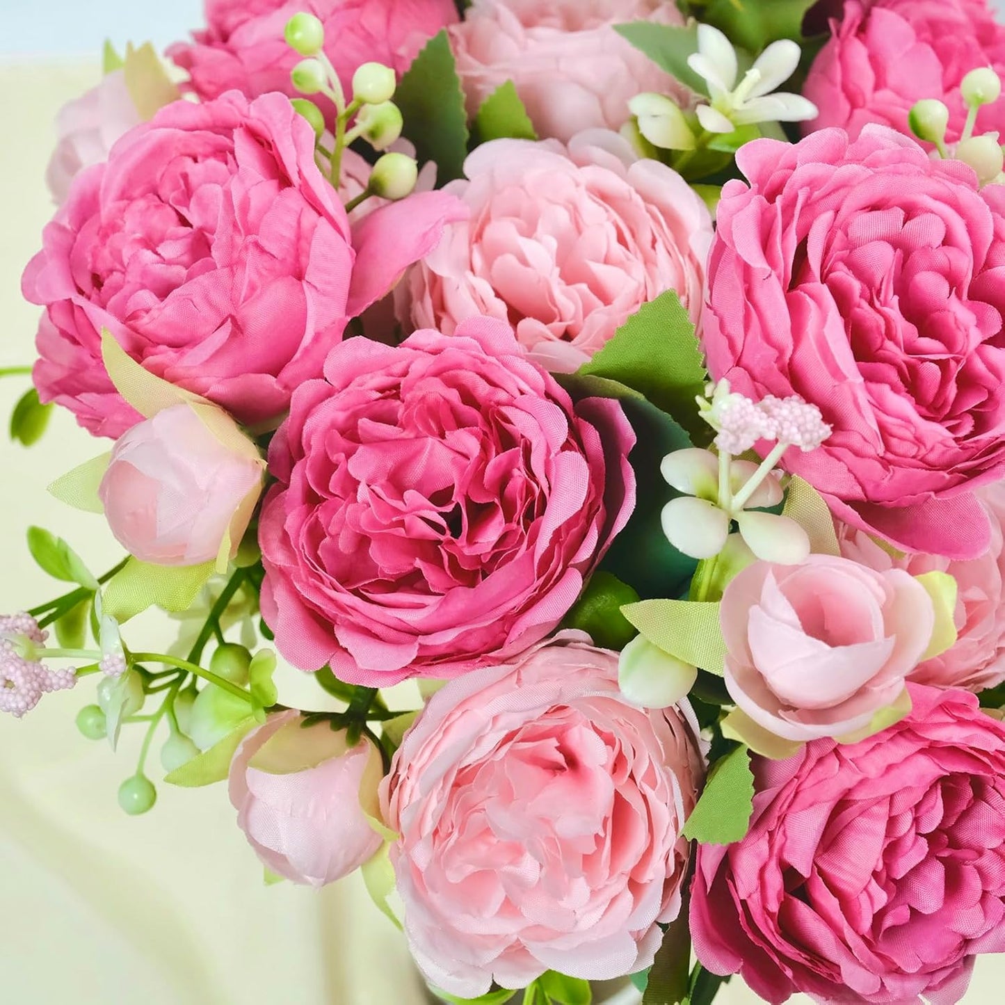 Peonies Artificial Flowers, Pink, Center Pieces Decoration, 6 Pcs | Realistic Faux Peony Bouquet, Pink Silk Flower Centerpiece for table Wedding Home Party Floral Arrangements