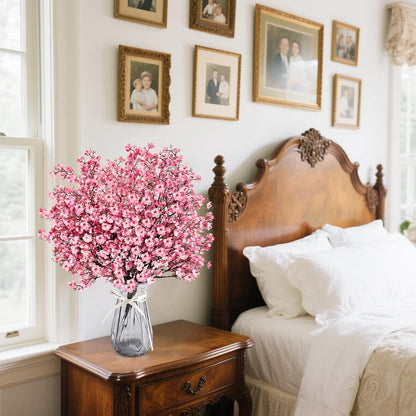 Babys Breath Artificial Flowers 8 Bundles Pink Real Touch UV Resistant Fake Flowers Silk Faux Flowers for Vase Home Office Wedding DIY Floral Indoor Outdoor Centerpiece Table Decoration