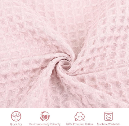 4 Piece Light Pink Waffle Bath Towel Set, 27x54 in Extra Large Bathroom Shower Towels, 100% Cotton Ultra Soft Bath Towel, Highly Absorbent Quick Drying Towels for Bathroom Gym Hotel and Spa