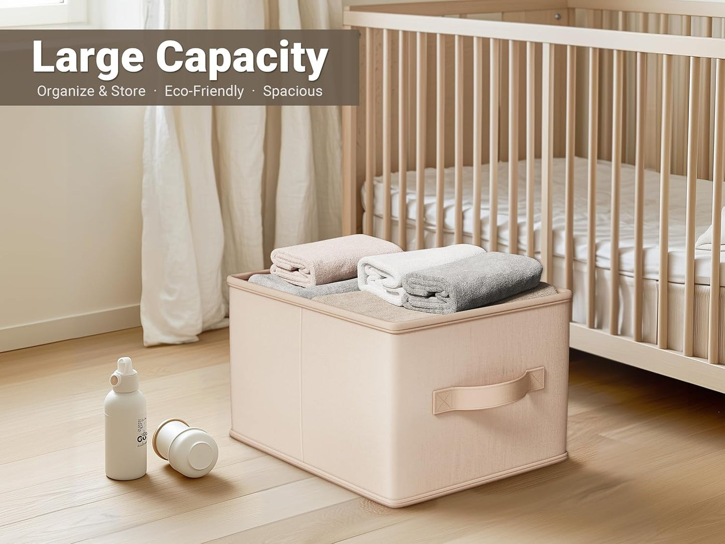 LayerSpace Storage Bins, Fabric Satin Storage Baskets for Shelves, 16.25" L*12" W*10" H Collapsible Storage Bins with Handles for clothes, Closet Baskets and Bins with Handles, Blush Pink, 3-Pack
