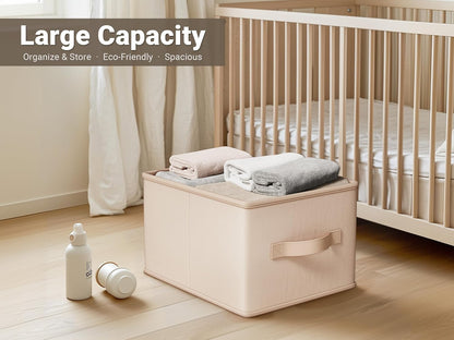 LayerSpace Storage Bins, Fabric Satin Storage Baskets for Shelves, 16.25" L*12" W*10" H Collapsible Storage Bins with Handles for clothes, Closet Baskets and Bins with Handles, Blush Pink, 3-Pack