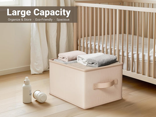 LayerSpace Storage Bins, Fabric Satin Storage Baskets for Shelves, 16.25" L*12" W*10" H Collapsible Storage Bins with Handles for clothes, Closet Baskets and Bins with Handles, Blush Pink, 3-Pack