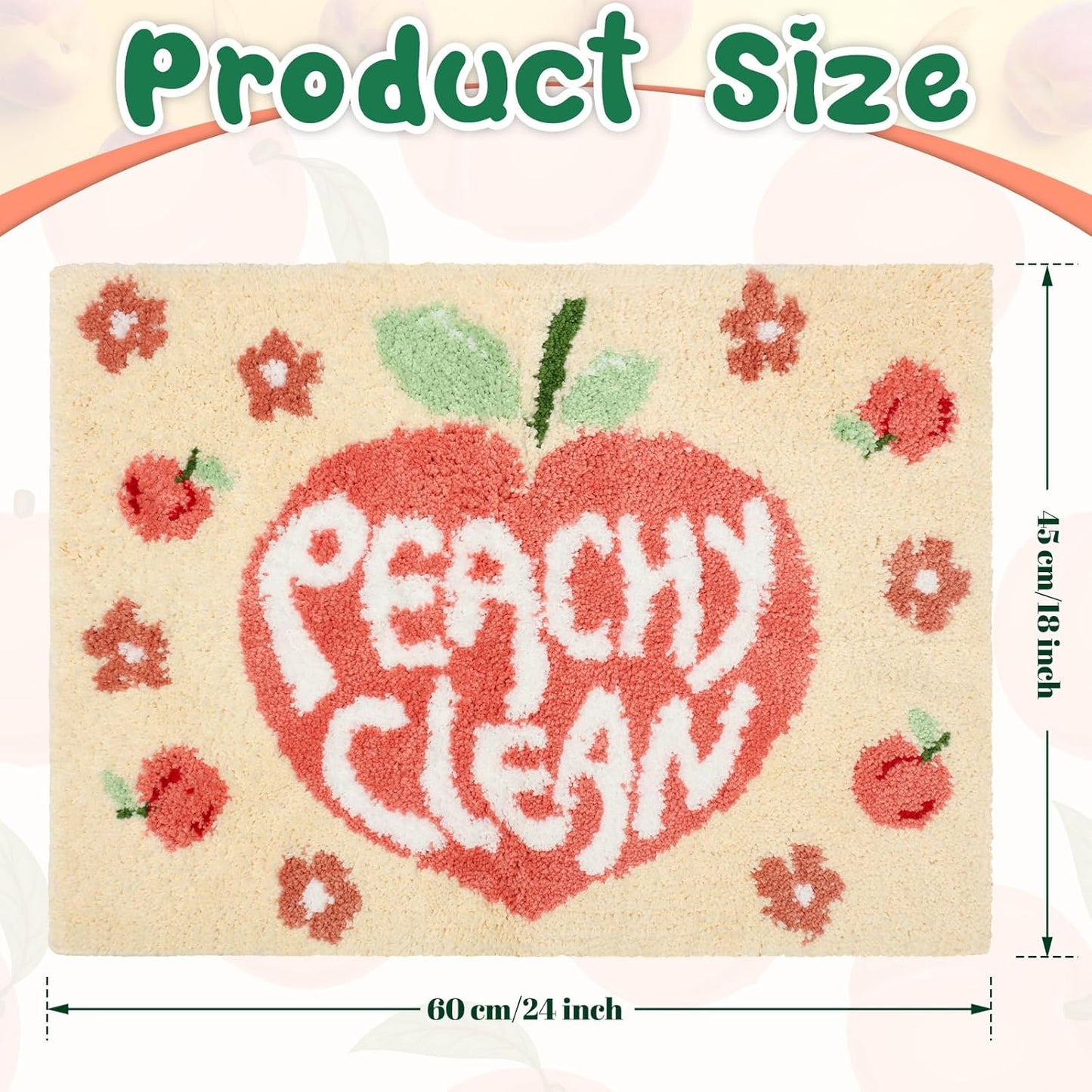 Timgle Peachy Clean Bath Mat Peach Bathroom Decor Non Slip Soft Water Absorbent Cute Bathroom Rugs Aesthetic Cute Bathmat Machine Washable for Home Bathtub Shower Toilet, 18 x 24 Inches