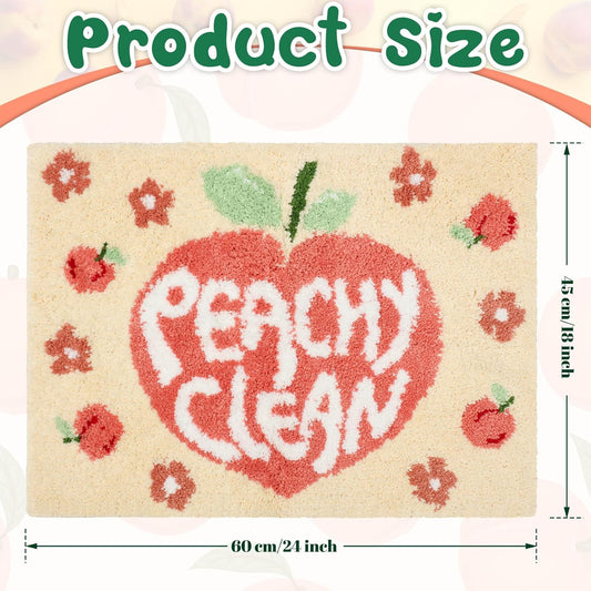 Timgle Peachy Clean Bath Mat Peach Bathroom Decor Non Slip Soft Water Absorbent Cute Bathroom Rugs Aesthetic Cute Bathmat Machine Washable for Home Bathtub Shower Toilet, 18 x 24 Inches