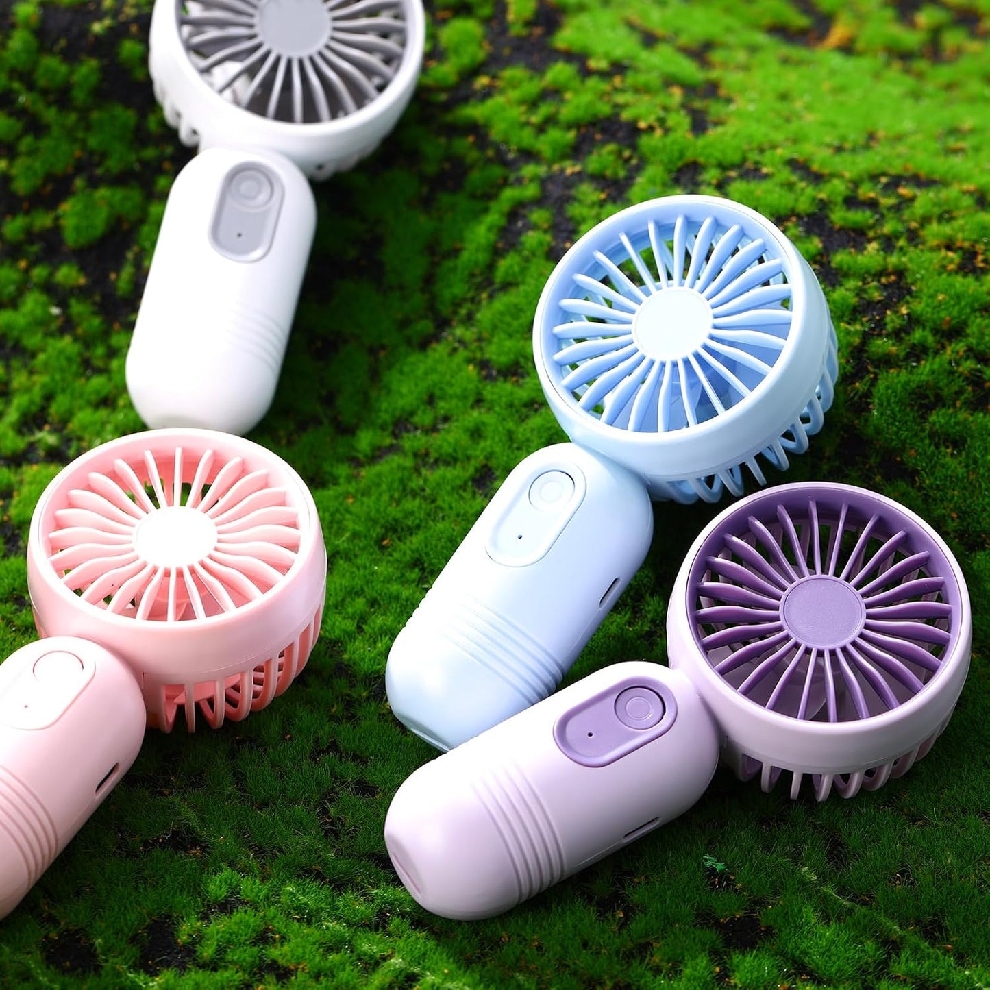 Rossesay 6 Pcs Mini Portable Fan Bulk Cute Handheld Lightweight Small Little Personal Hand Eyelash Fan 3 Speeds USB Rechargeable for Women Men Indoor Outdoor Makeup Travel (Pink)