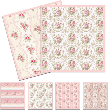 Pink Floral Swedish Dishcloths for Kitchen, 6 Pack Reusable Flower Swedish Dish Cloths, Absorbent Fast Drying Sponge Paper Towels for Cooking Cleaning Home Decoration Housewarming Gifts