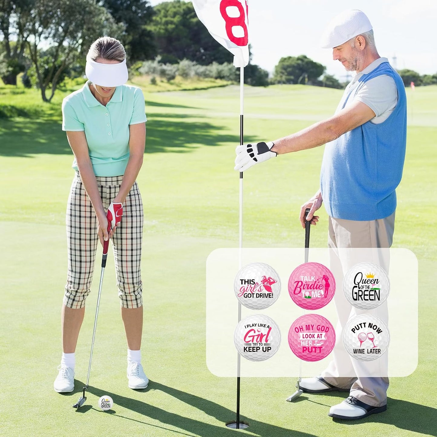 13 Pcs Golf Gifts for Women, Pink Funny Golf Balls for Women with Tees and Gift Box, Golfing Lovers Golfers Balls, Birthday Festival Gifts for Golfers Friend Mom Coworker Employee