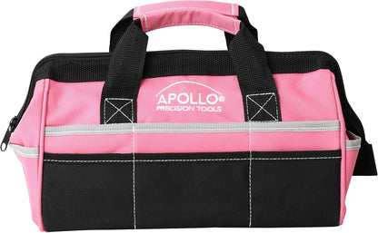 Apollo Tools 201 Piece Home Tool Set, Pink Tool Set Includes Hacksaw, Picture Hanging Assortment, and Selection of Most Needed Tools in Sturdy Tool Bag - Pink Ribbon - DT0020P